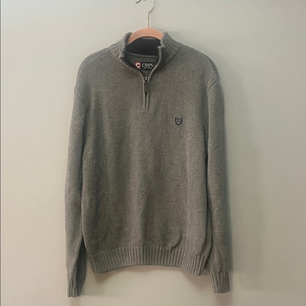 Chaps Men's Zip-Up Sweater in Gray